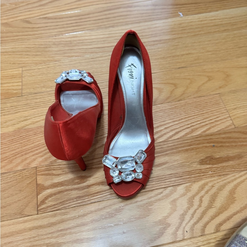 Elegant Red Peep-Toe Heels by